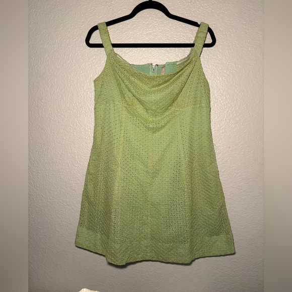 Free People Womens Berry Kiss Off-The-Shoulder Pocket Mini Dress Sweet Green NWT - Picture 7 of 8